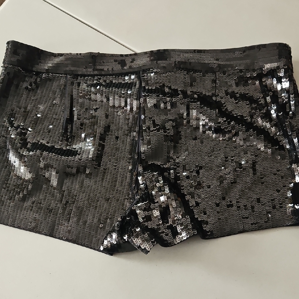 Express Women's Black Sequin High Waist Shorts - Picture 6 of 12